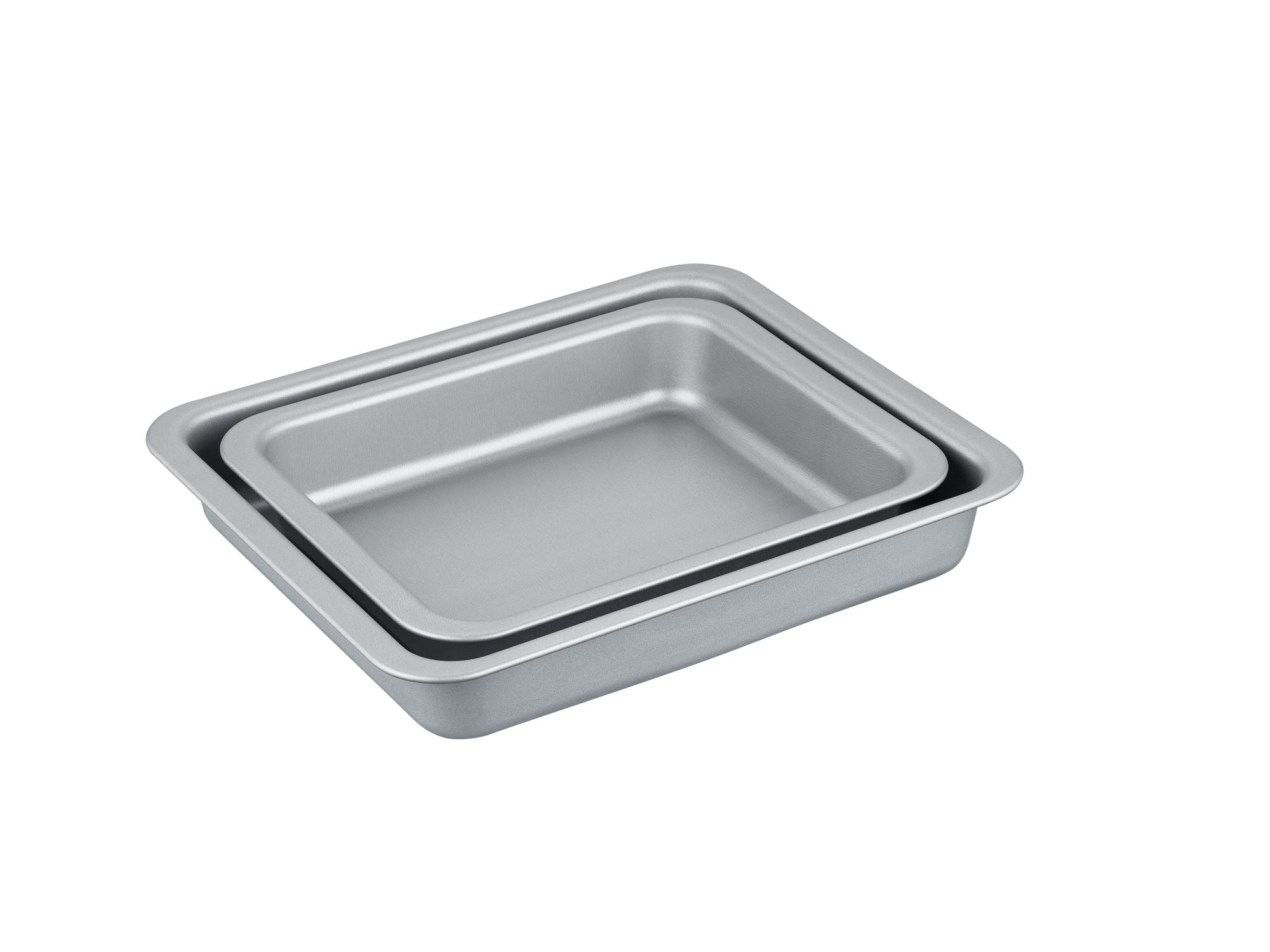 Backformset, 2-tlg., Auflaufformen, rechteckig 24x20 und 29x25 cm, Aluminium, recycelt, grau