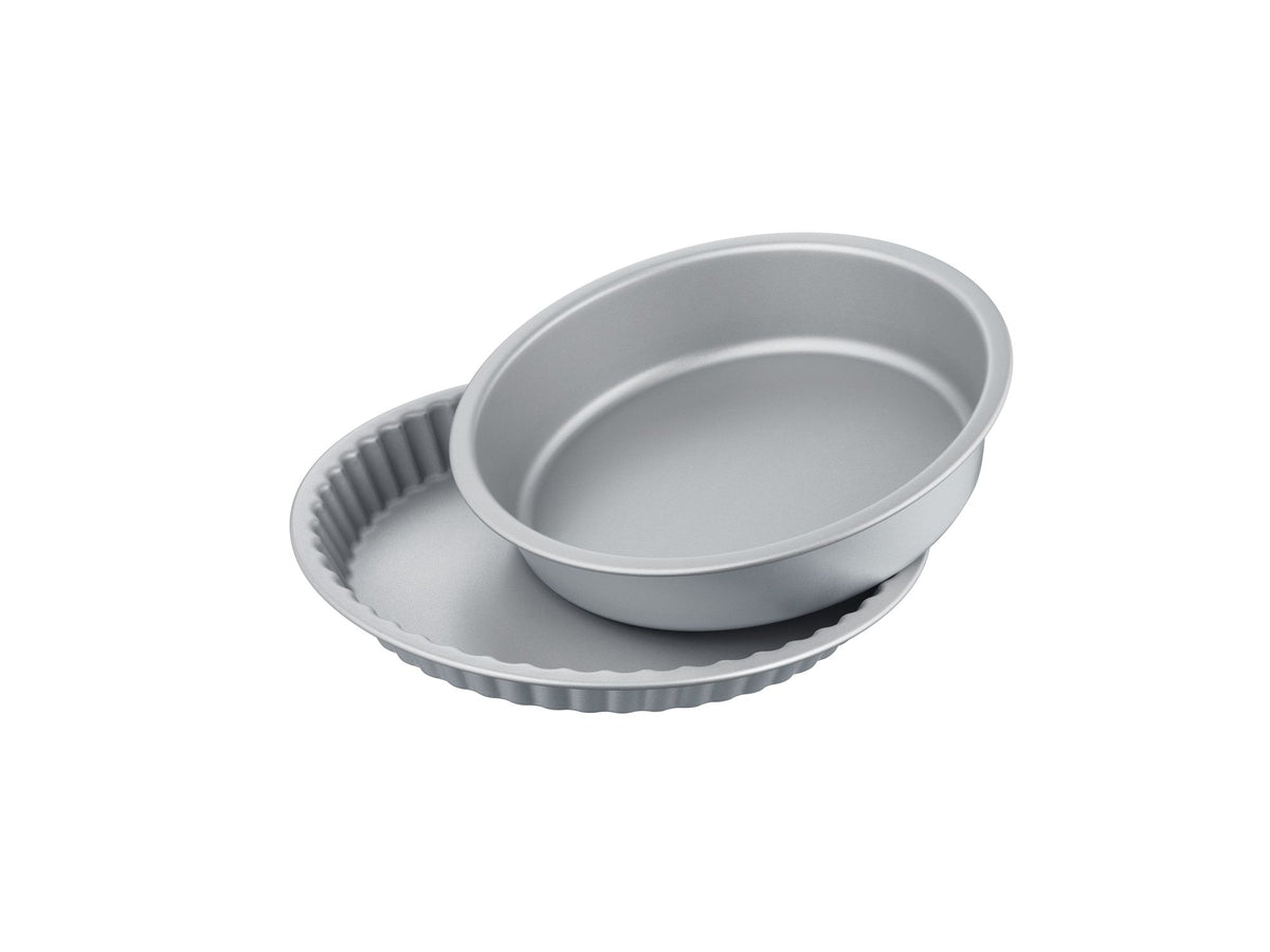 Backformset, 2-tlg., Kuchenform rund 26 cm + Quiche-/Tarteform rund 30 cm, Aluminium, recycelt, grau